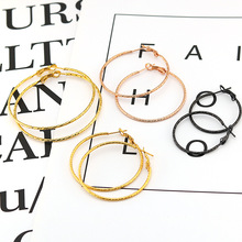 欧美简约不锈钢素圈耳环男女夸张大耳环高级感钛钢时尚耳扣耳环详情9