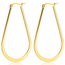 欧美简约不锈钢素圈耳环男女夸张大耳环高级感钛钢时尚耳扣耳环详情11