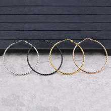 欧美简约不锈钢素圈耳环男女夸张大耳环高级感钛钢时尚耳扣耳环详情6