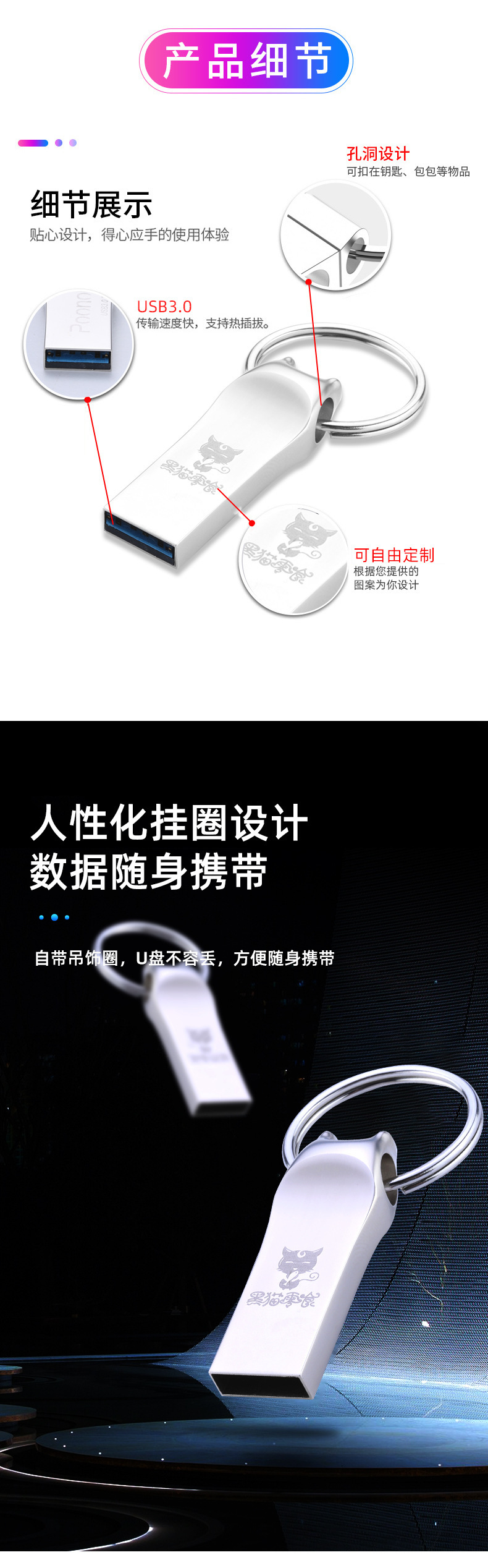 u盘大容量车载u盘16g礼品u盘展会礼品高速u盘3.064g128g工厂批发详情3