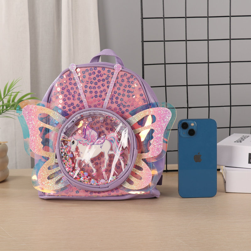 pu leather Little Princess backpack for children and babies, lightweight schoolbag, casual and versatile, trendy 2025 new style pic 9