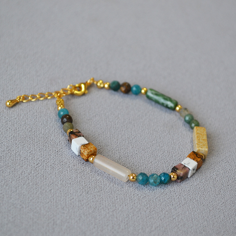 法式小众设计文艺复古时尚简约彩色真石串珠叠带个性气质细手链女详情25