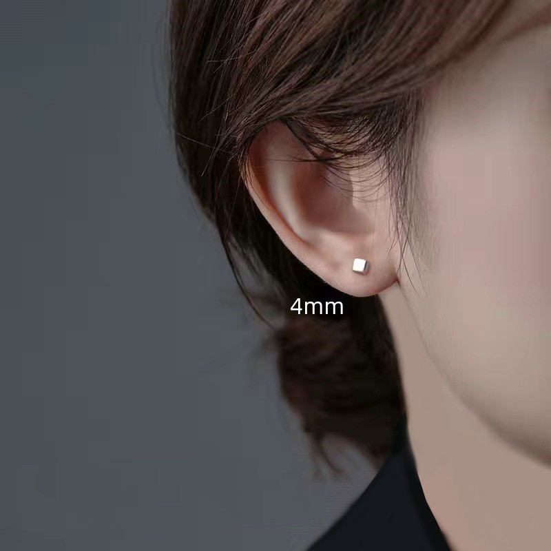 S925 Silver square ear-piercing Stud earrings, 2024 new trendy stud earrings, high-end and elegant stud earrings, simple and small for women pic 4