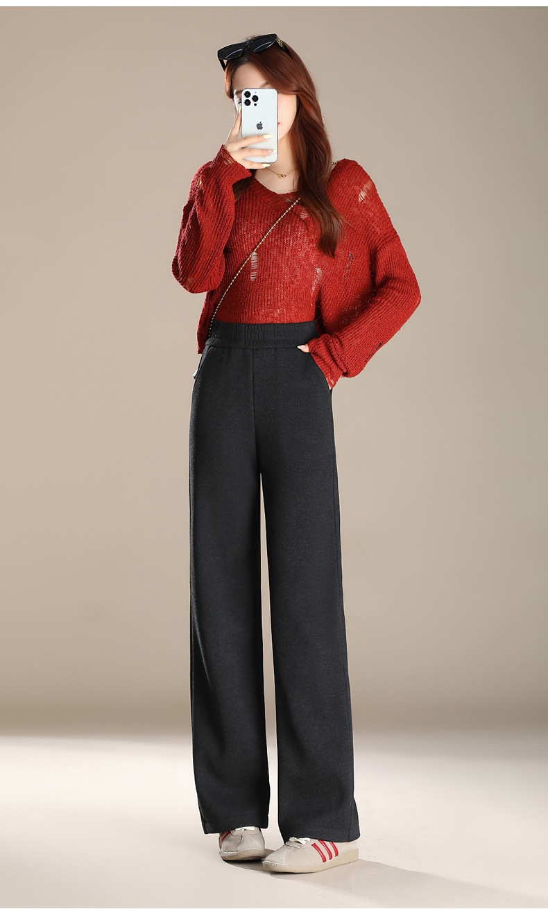 The new wide-leg pants make you look slimmer and taller. They are comfortable, loose, made of silk, skin-friendly, and have a snug drape effect. They are also warm and floor-length pants pic 19