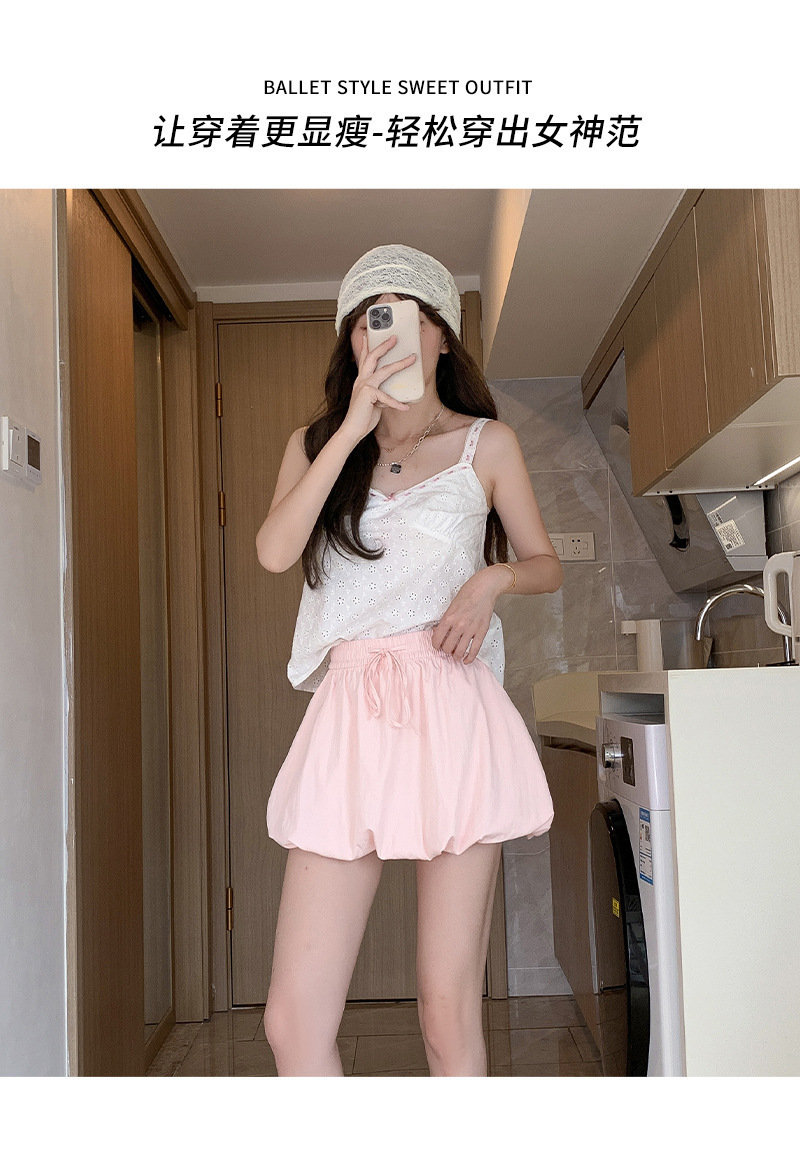韩系甜美风冰丝花苞短裙女蓬蓬裙纯色夏季气质百搭防走光A字版型详情10