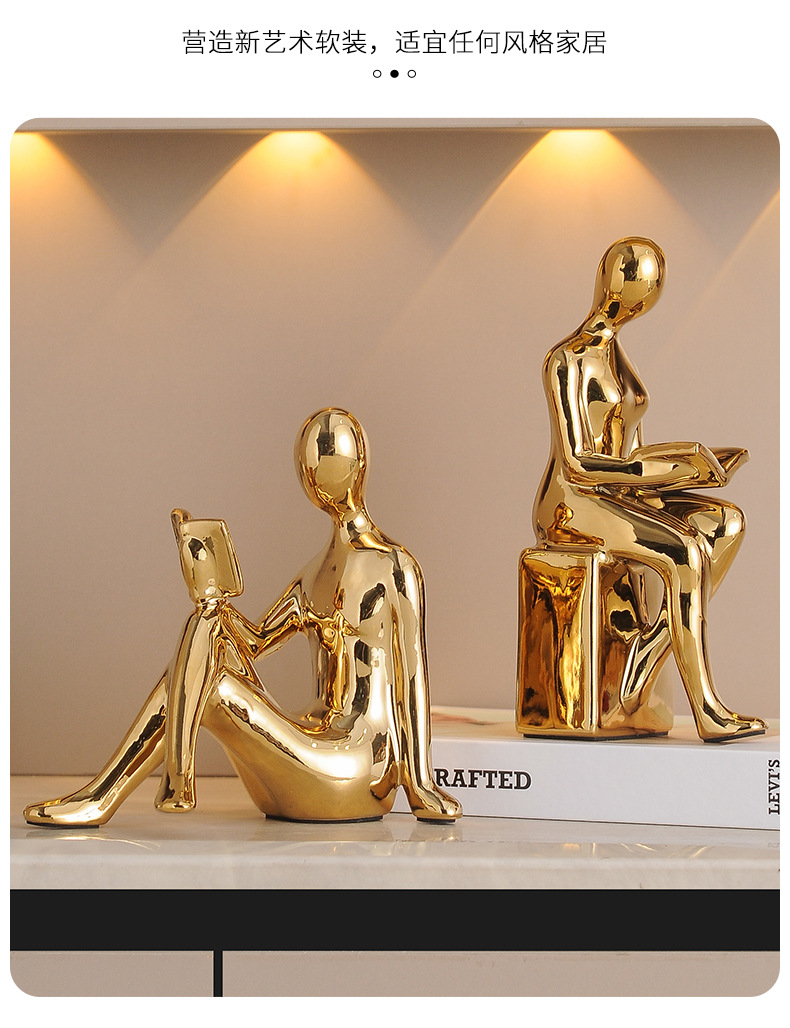 Light luxury ornaments, high-end modern bookends, figure ornaments, home living room, TV, wine cabinet, office and study decorations pic 10