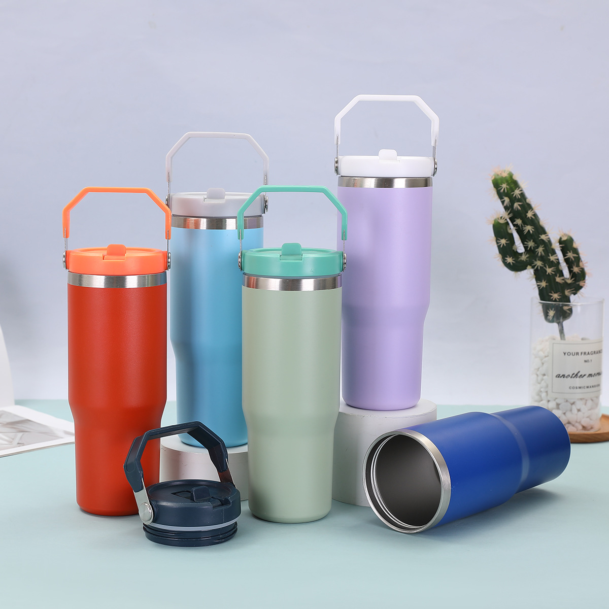 跨境30oz提手杯双层真空304不锈钢汽车杯户外便携车载保温杯批发详情4