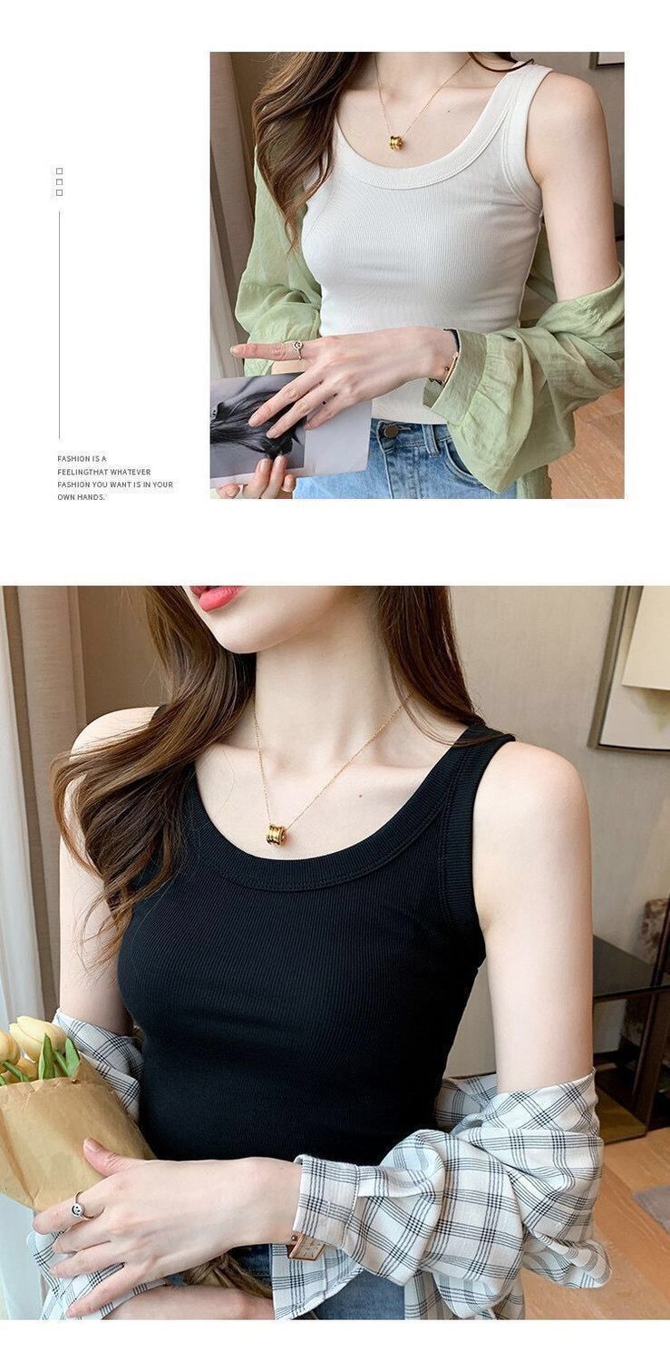 抖音爆款百搭防走光无袖内搭打底吊带背心女夏季修身显瘦外穿韩版 pic 6
