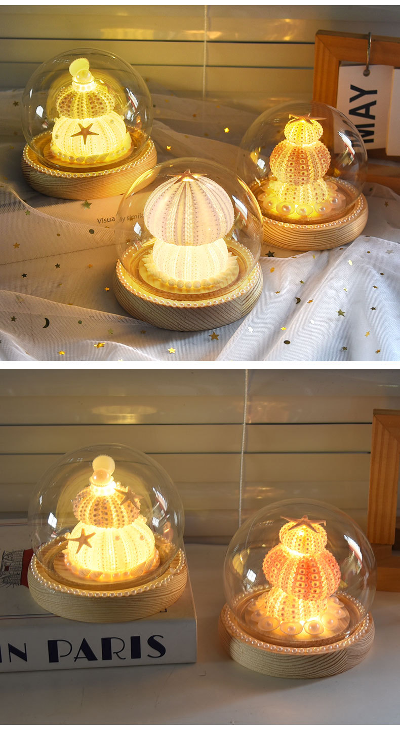 海胆氛围灯 diy材料包手工制作圆球玻璃罩小夜灯海星摆件生日礼物详情10