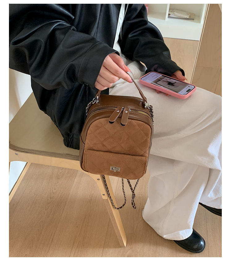 时尚小香风菱格链条女包新款绒面双肩包小众百搭手提包儒雅休闲包详情23