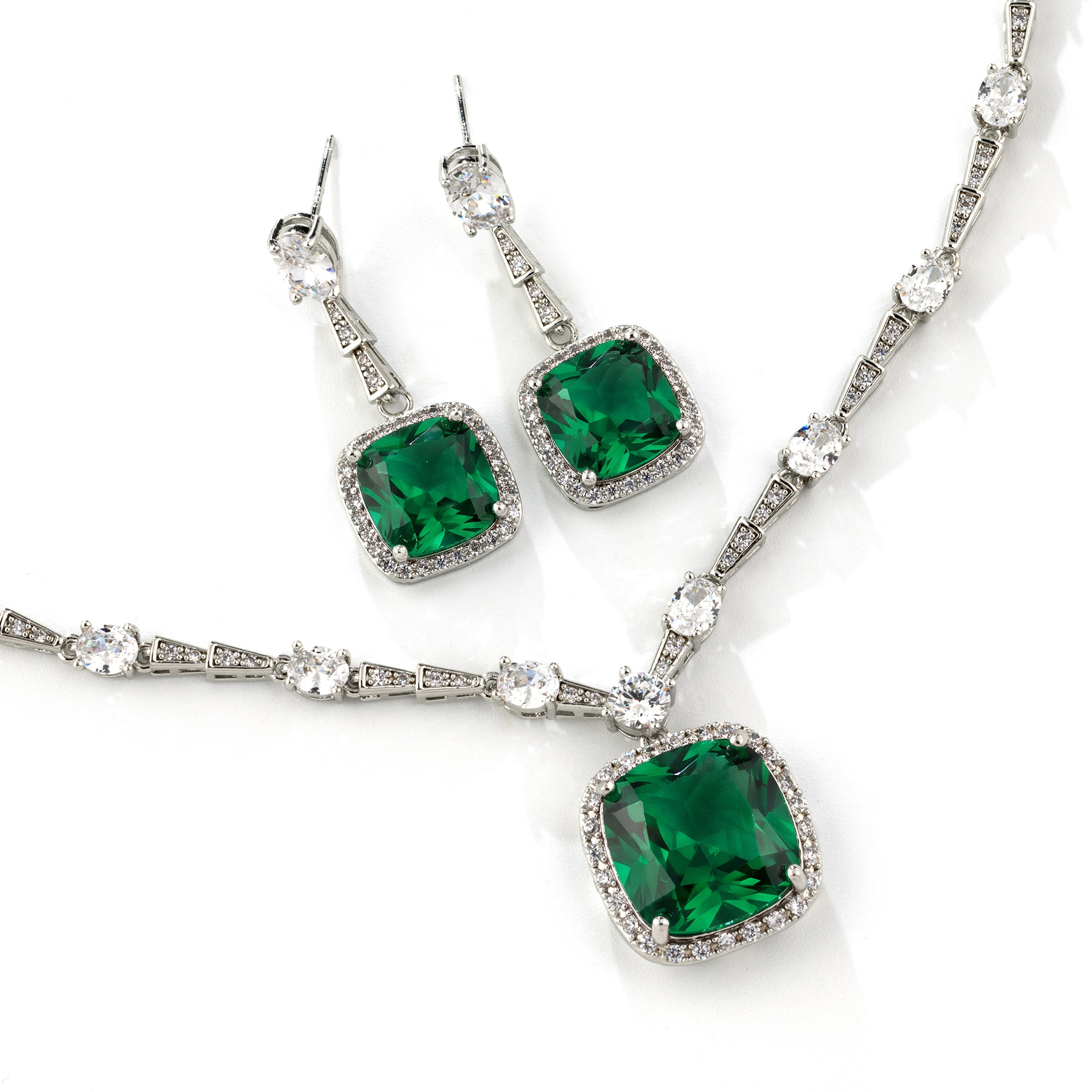 Explosivo crossover nicho sentido gordo cuadrado tesoro pendientes collar de mujer zafiro real nido de pájaro corte diamante rojo colgante conjunto lytj30315 gettisa banquete vestido joyería joyería de moda cross border multi accesorios pic 12
