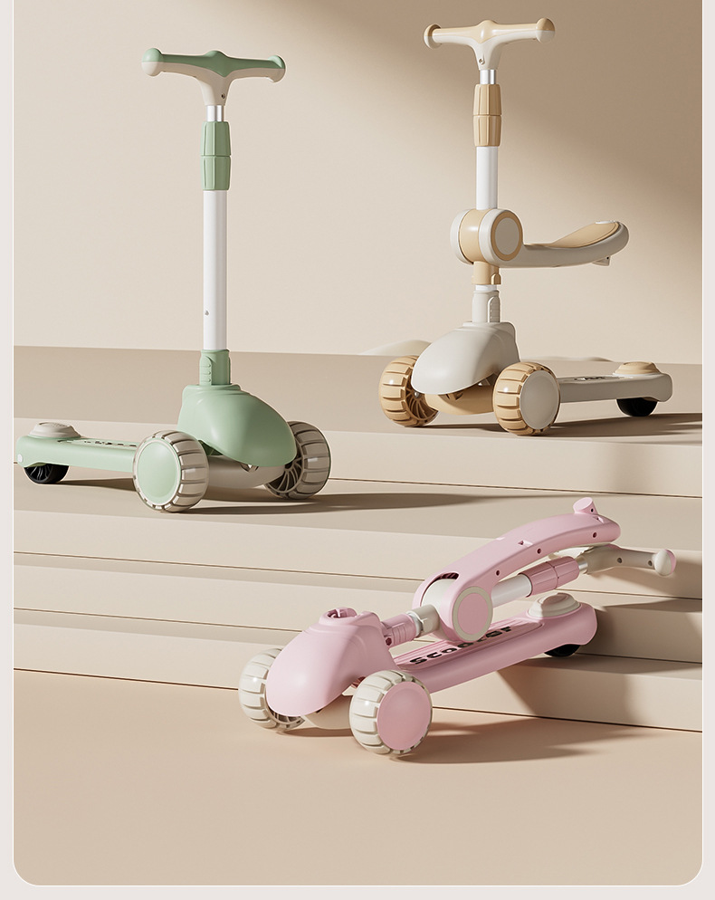 儿童滑板车2-3-6岁8三合一男女宝宝溜溜可坐可骑滑滑车小孩踏板车详情6