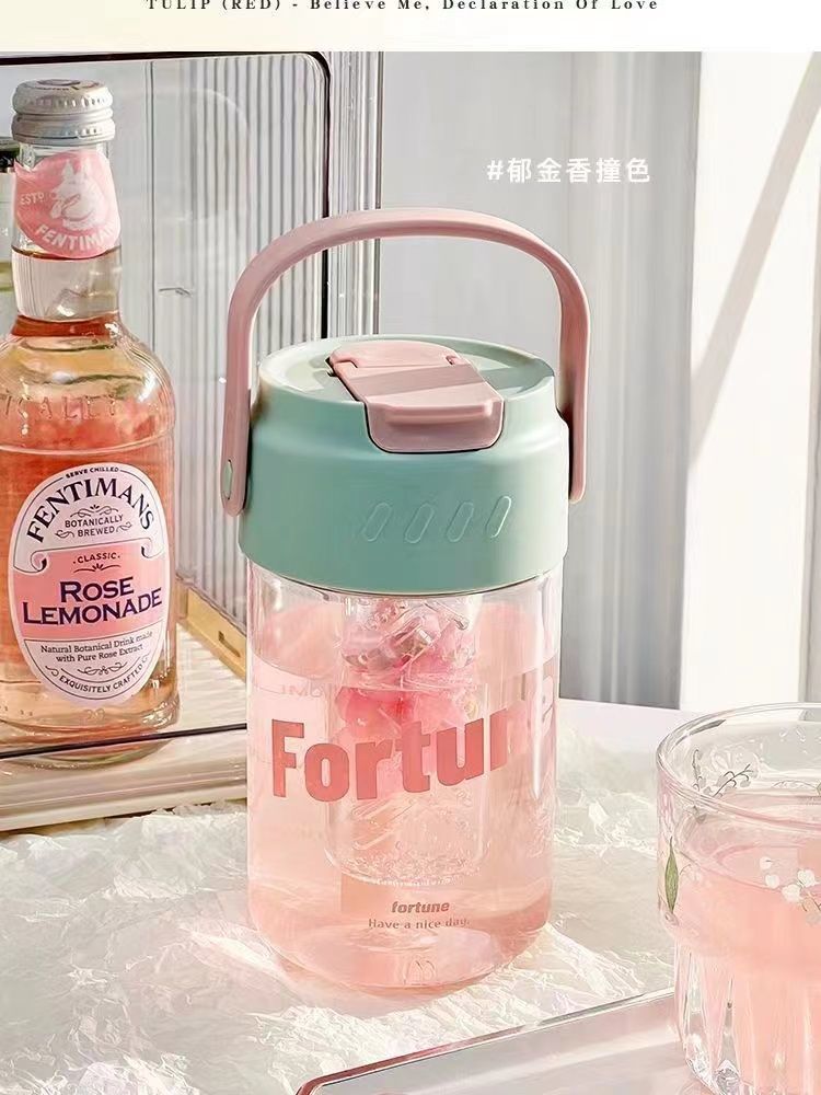 Summer large-capacity water cup, high appearance level portable sports straw cup, new model with tea strater, student cup pic 8