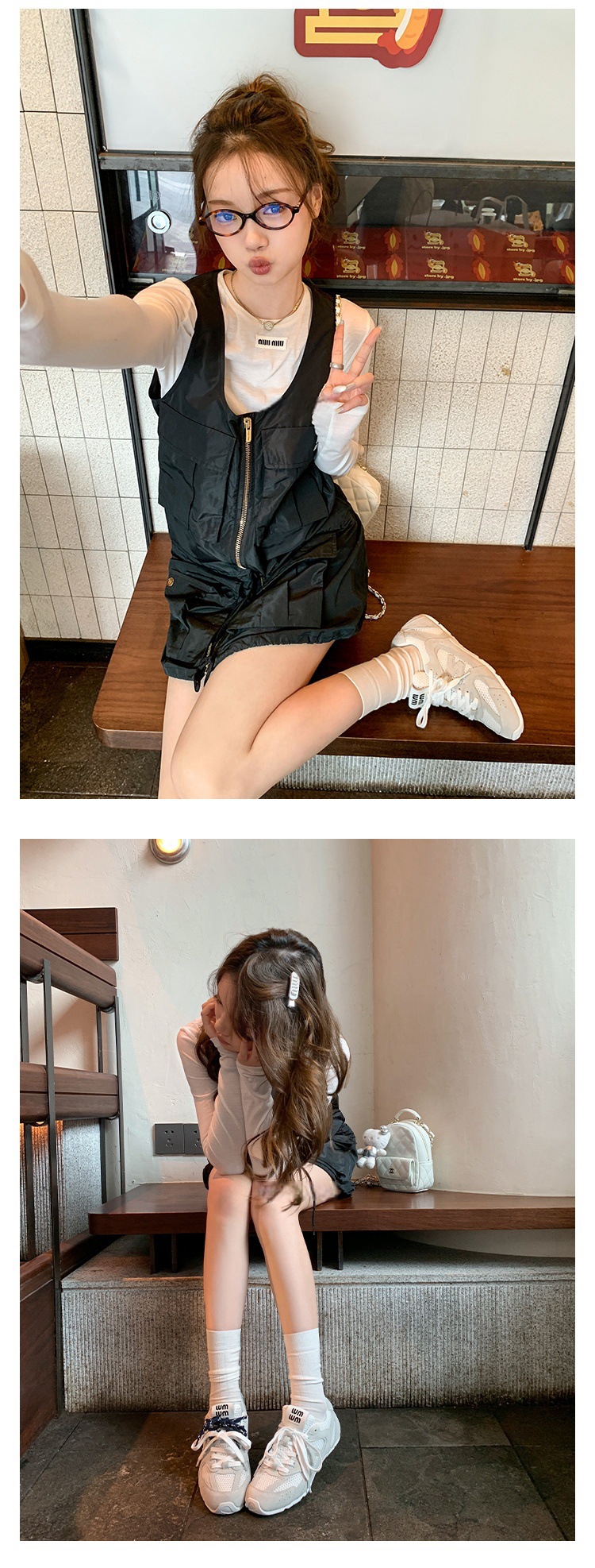 2024新款阿miu联名530老爹鞋女双色鞋带真皮阿甘鞋运动休闲德训鞋详情10