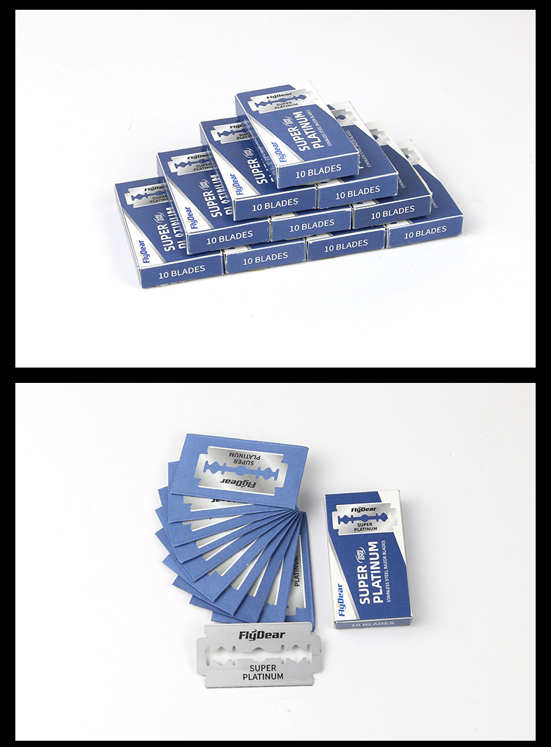 飞帝不锈钢双面刀片手动老式刮脸刮胡刀理发美发剃须刀片工厂批发详情14