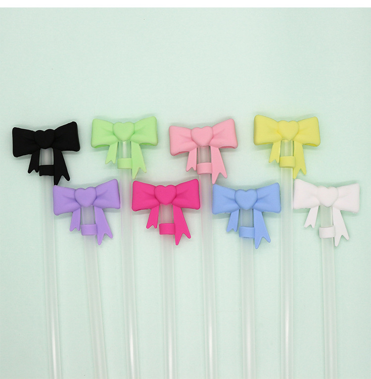 跨境现货爱心蝴蝶结吸管帽硅胶吸管套stanley水杯10mm吸管盖批发详情11