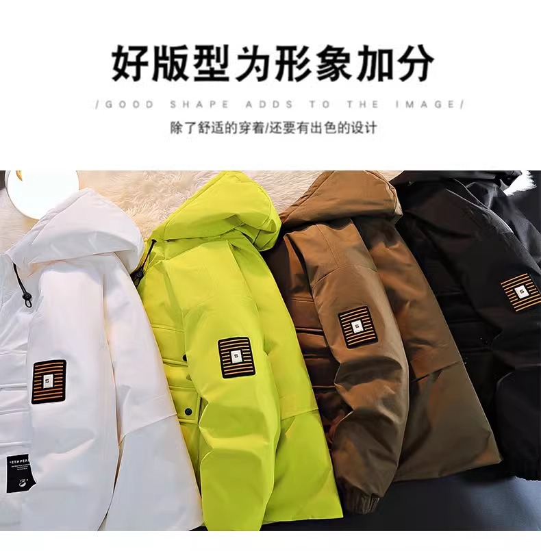 NASA白鸭绒羽绒服男士秋冬季2024新款加厚款抗寒冬装连帽工装外套详情11