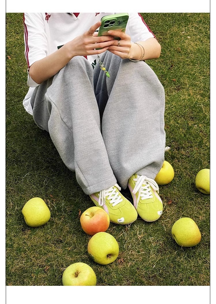 新款厚底增高红色苹果系带德训鞋复古时尚百搭阿甘运动休闲鞋女详情12