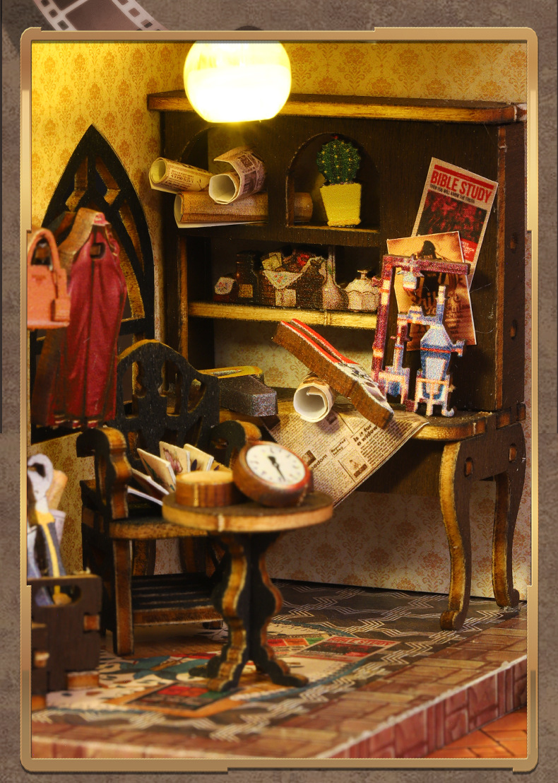 Jiate diy House Trajectory Youcheng Cross-border E-commerce Toy Model Manual Assembly DIY House DIY Bookstand pic 21