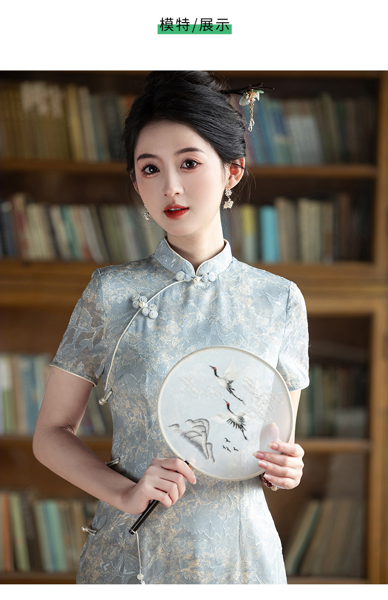 年轻款显瘦韩国纱日常新中式立领旗袍2025新款女复古短袖旗袍夏季详情9