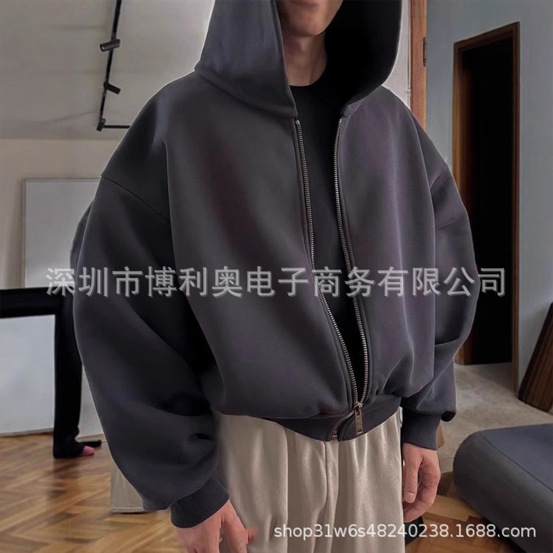 New blockbuster solid color zipper hooded sweatshirt pic 9