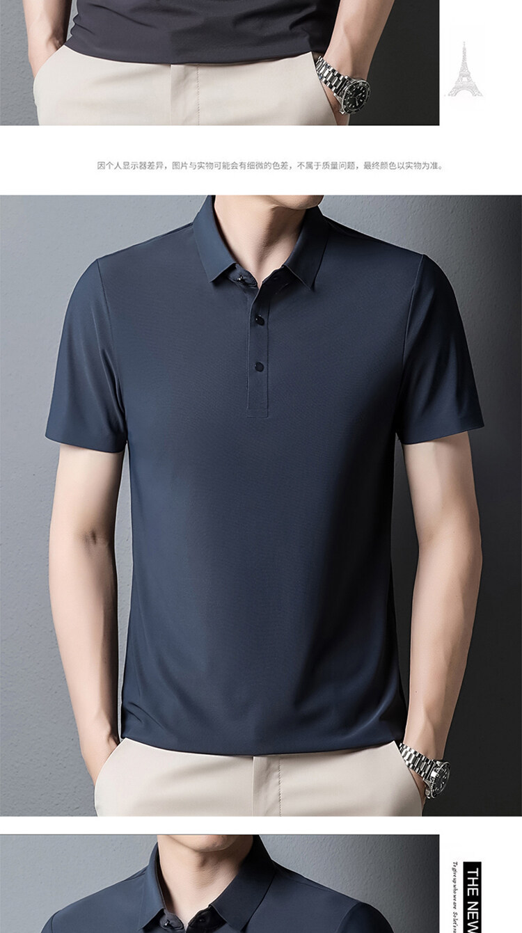 2025 verano sin marcas hielo seda polo hombre premium sense negocios manga corta camiseta hombre polo casual manga corta pic 19