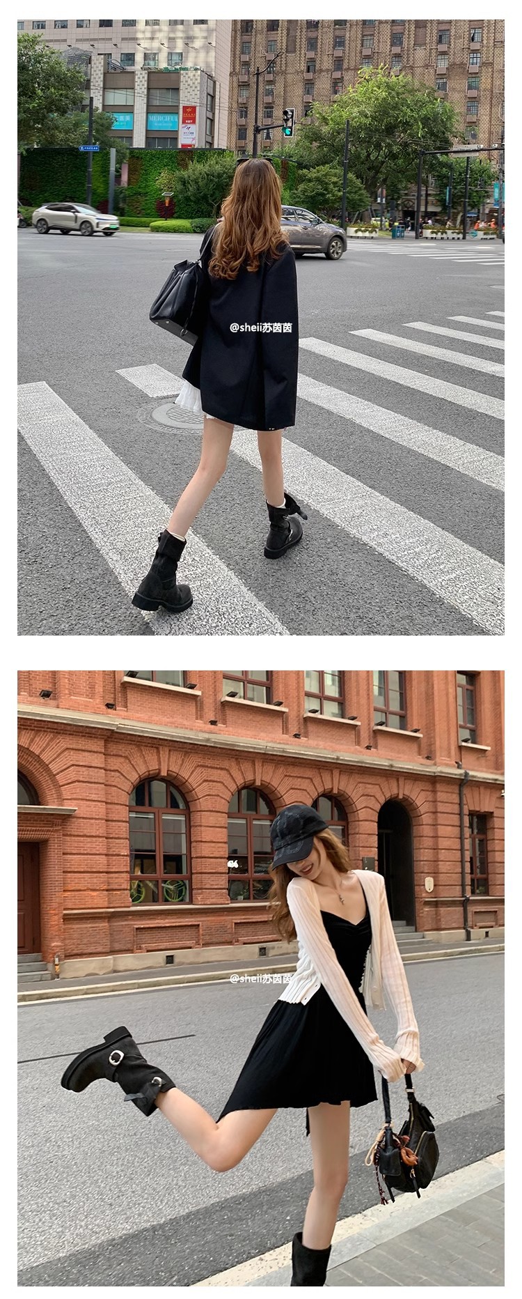 sheii苏茵茵同款！沙丘~超软糯厚底机车扣带短靴女马丁靴堆堆靴详情18