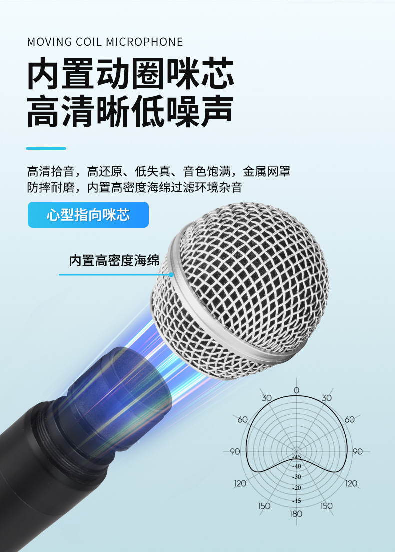 2.4G无线麦克风话筒一拖二专业户外舞台音响家用直播声卡唱歌话筒详情7