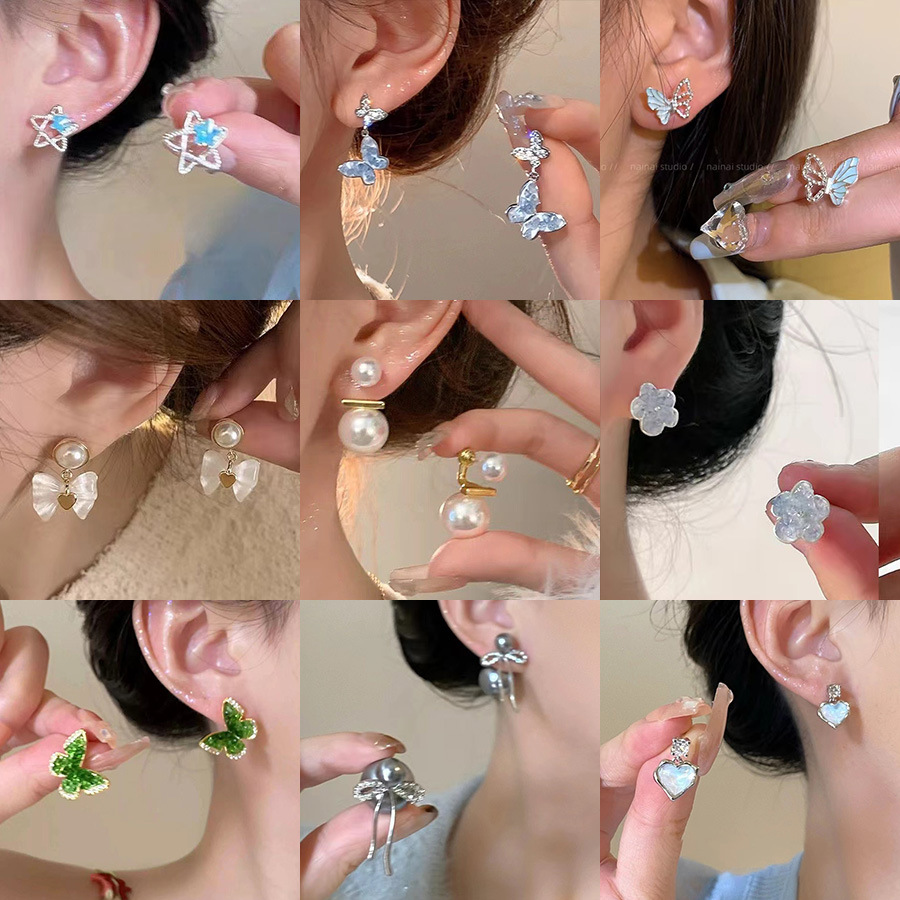 High-end bow, niche and light luxury tassel earrings, feminine charm, 2025 Spring/Summer collection, best-selling alloy earrings pic 9