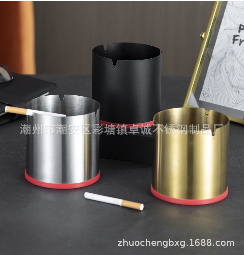 Creative extra-thick and raised stainless steel ashtray, light luxury gold, high-end black, windproof and shockproof, supports processing LOGO pic 17