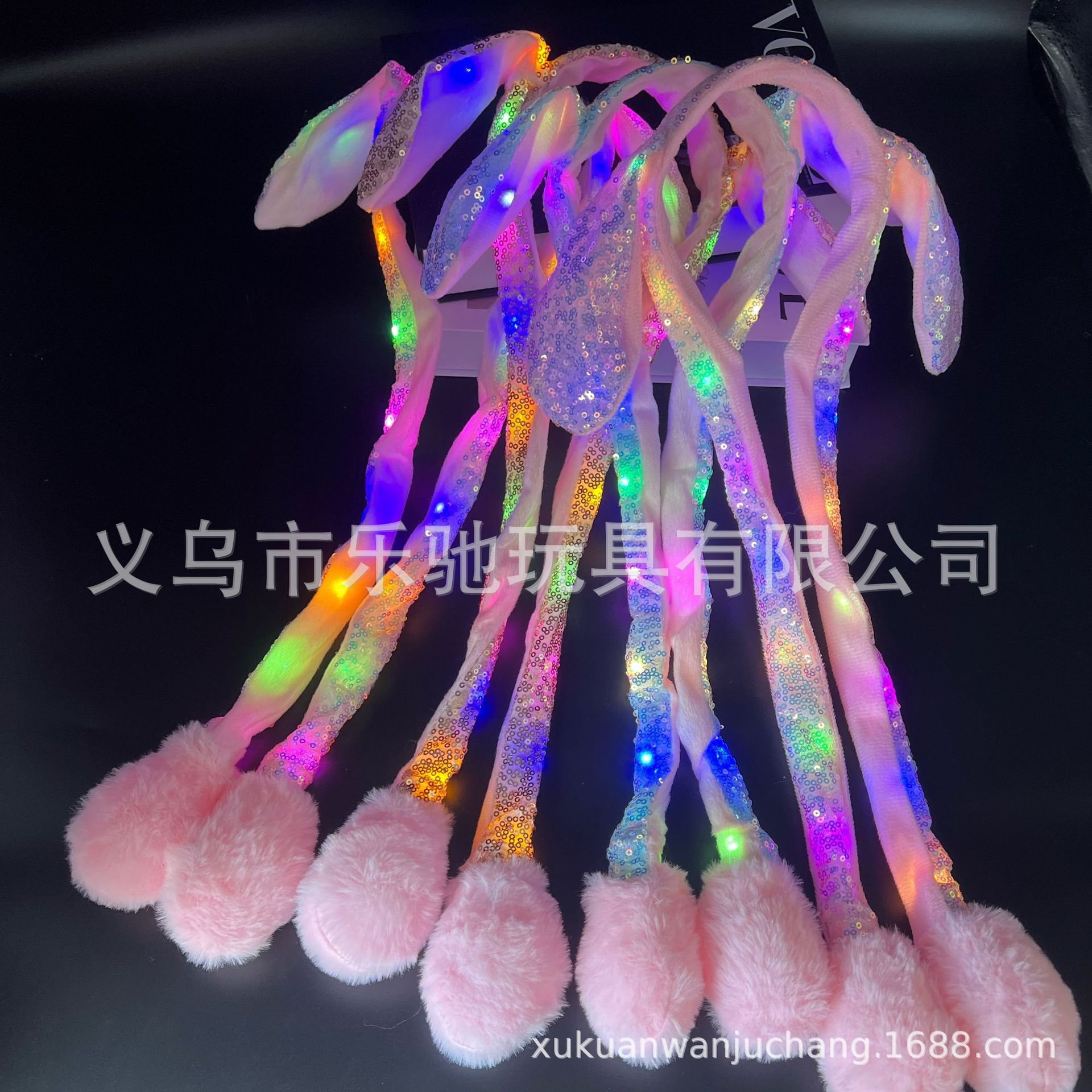 抖音同款发光兔子帽卡通气囊耳朵会动萌趣网红发箍皇冠饰品发饰头饰详情1