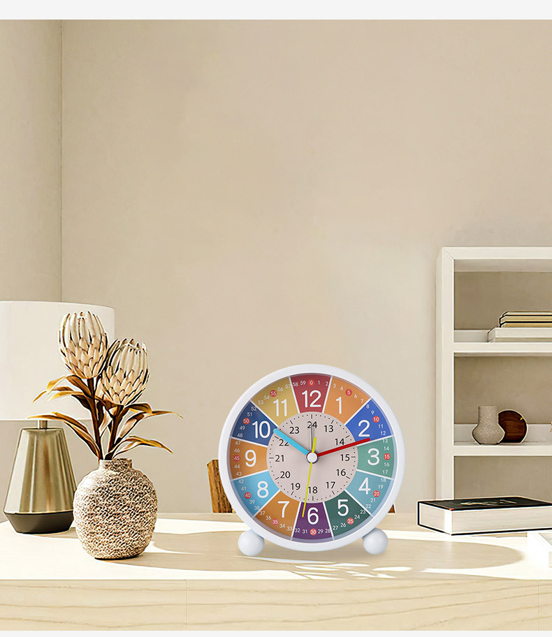 儿童早教金属小闹钟学生充电静音桌面台钟卡通夜光钟表闹铃批发详情16