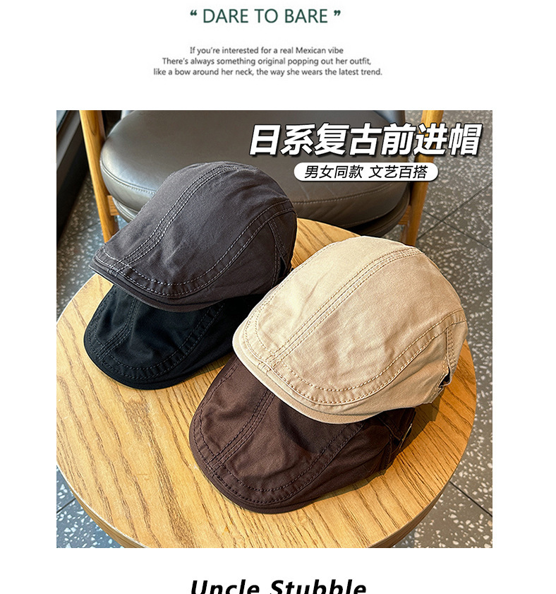 Solid color retro British-style newsboy cap for women, simple and versatile artistic beret for women, and baseball cap for men pic 2
