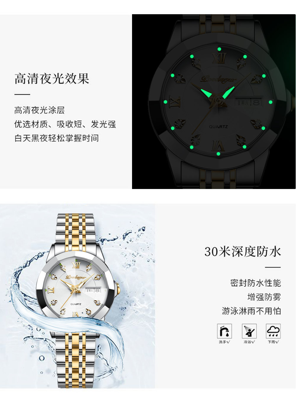 瑞士品牌新款女士手表防水夜光双日历腕表女直播外贸爆款一件代发详情9