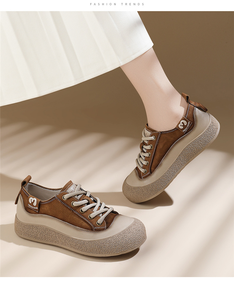 头层牛皮休闲真皮运动鞋女2025新款春秋复古板鞋潮鞋旅游鞋百搭详情9