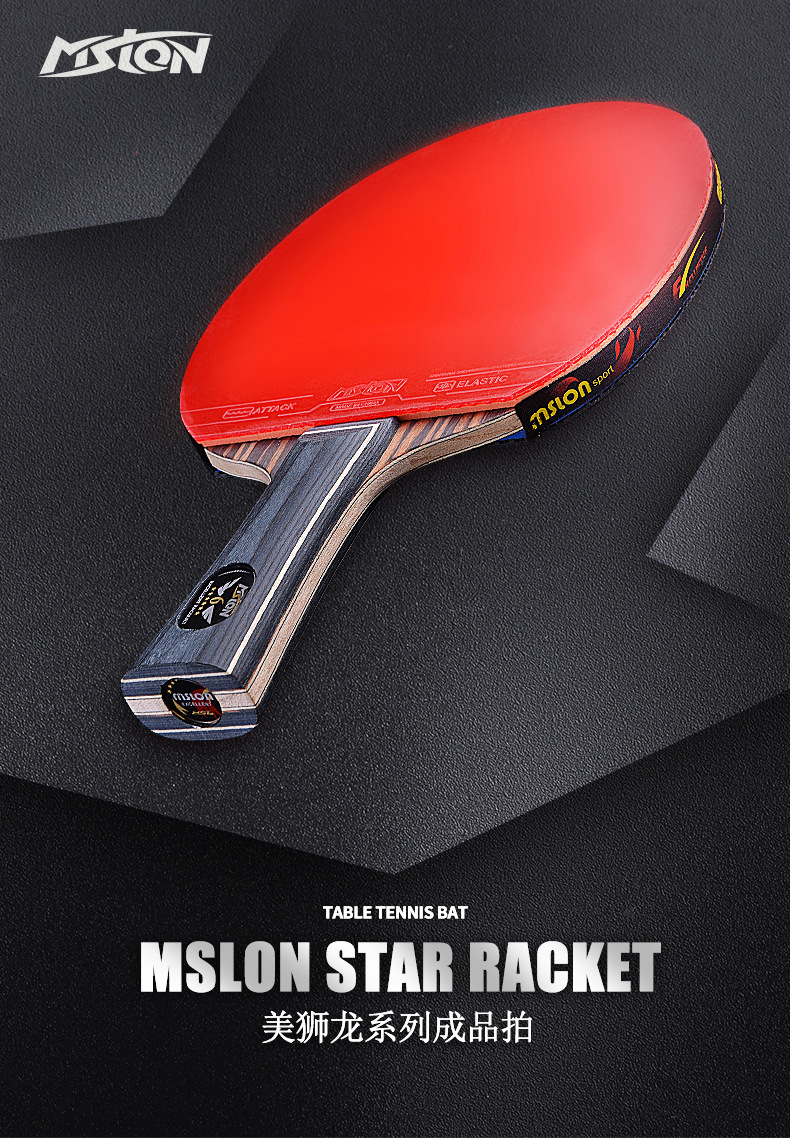 Meishi Long six-star table tennis rackets, professional four-star and five-star table tennis rackets for children, students, beginners, double rackets, horizontal rackets, long handles pic 1