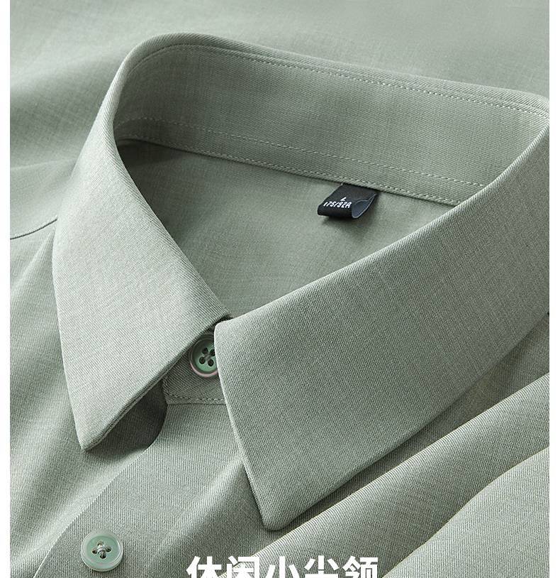 Modal Ice Silk shirt for men, short-sleeved, wrinkle-free, cool summer white shirt, high-end, seamless business formal wear pic 14