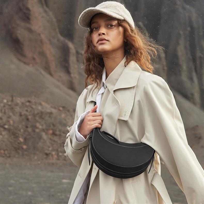 法国小众polene月牙包女真皮poleno半月腋下包包斜挎马鞍包新款详情6