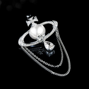 轻奢时尚经典土星别针微镶满锆个性复古设计日常穿搭胸针爆款胸花详情1