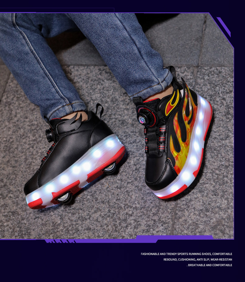 男童滑轮运动鞋轮滑鞋带灯四轮透气女童爆走鞋详情22