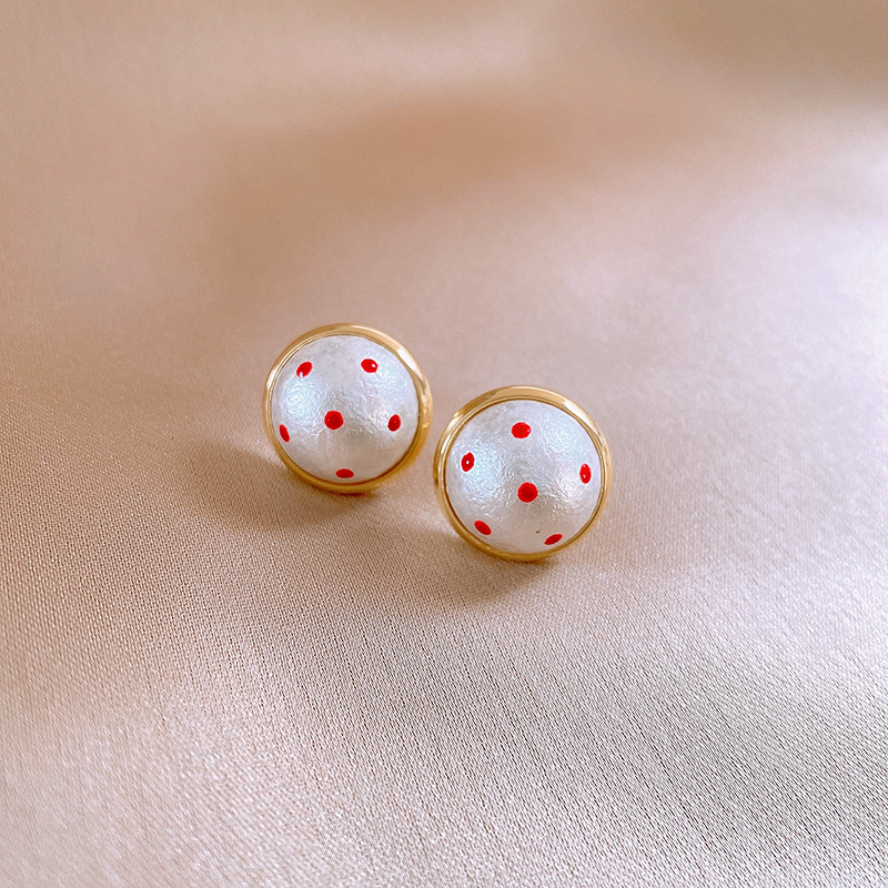 银针法式复古波点棉花珍珠耳钉时尚潮流百搭耳环简约高级感耳饰女详情12