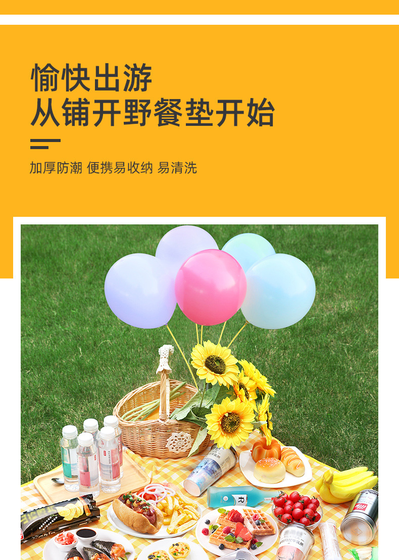 ins风野餐垫春游防潮垫加厚野外野炊户外地垫便携防水郊游野餐布详情2