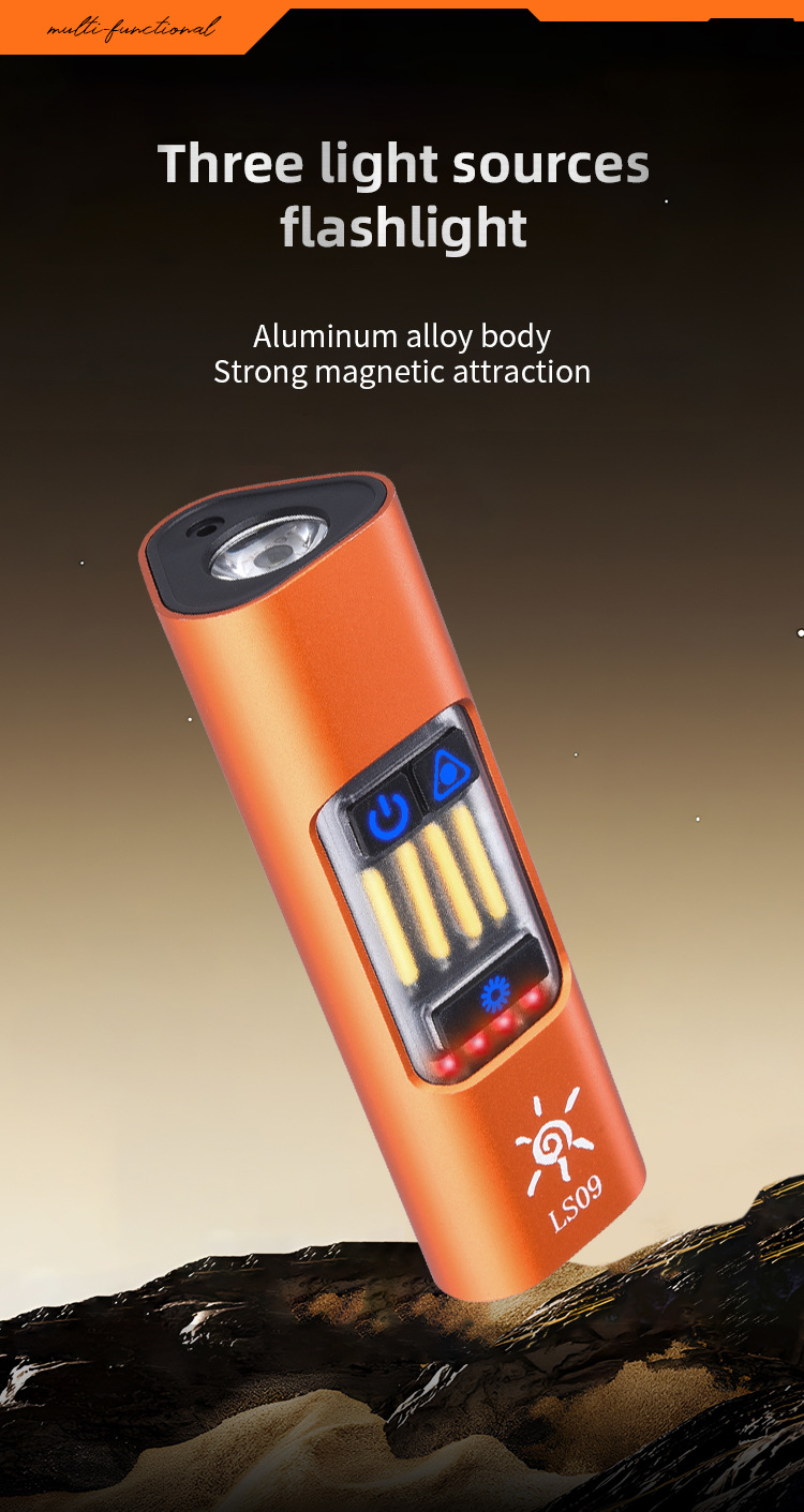 2026 New EDC Mini Multi-source Flashlight with Magnetic Laser Red Light Warning Tool Lamp TYPE-C Charge pic 13