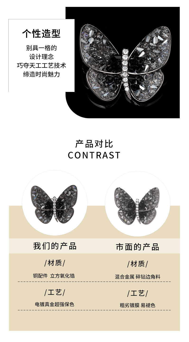 Fashionable and elegant crystal butterfly brooch, niche and light luxury insect corsage, personalized and creative brooch accessories pic 22