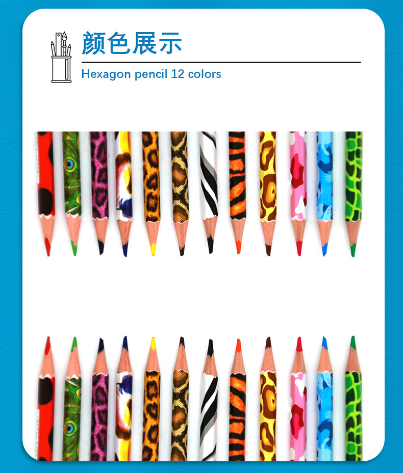 12色卡通动物彩铅48笔学生绘画文具彩色铅笔多色彩铅厂家铅笔详情5