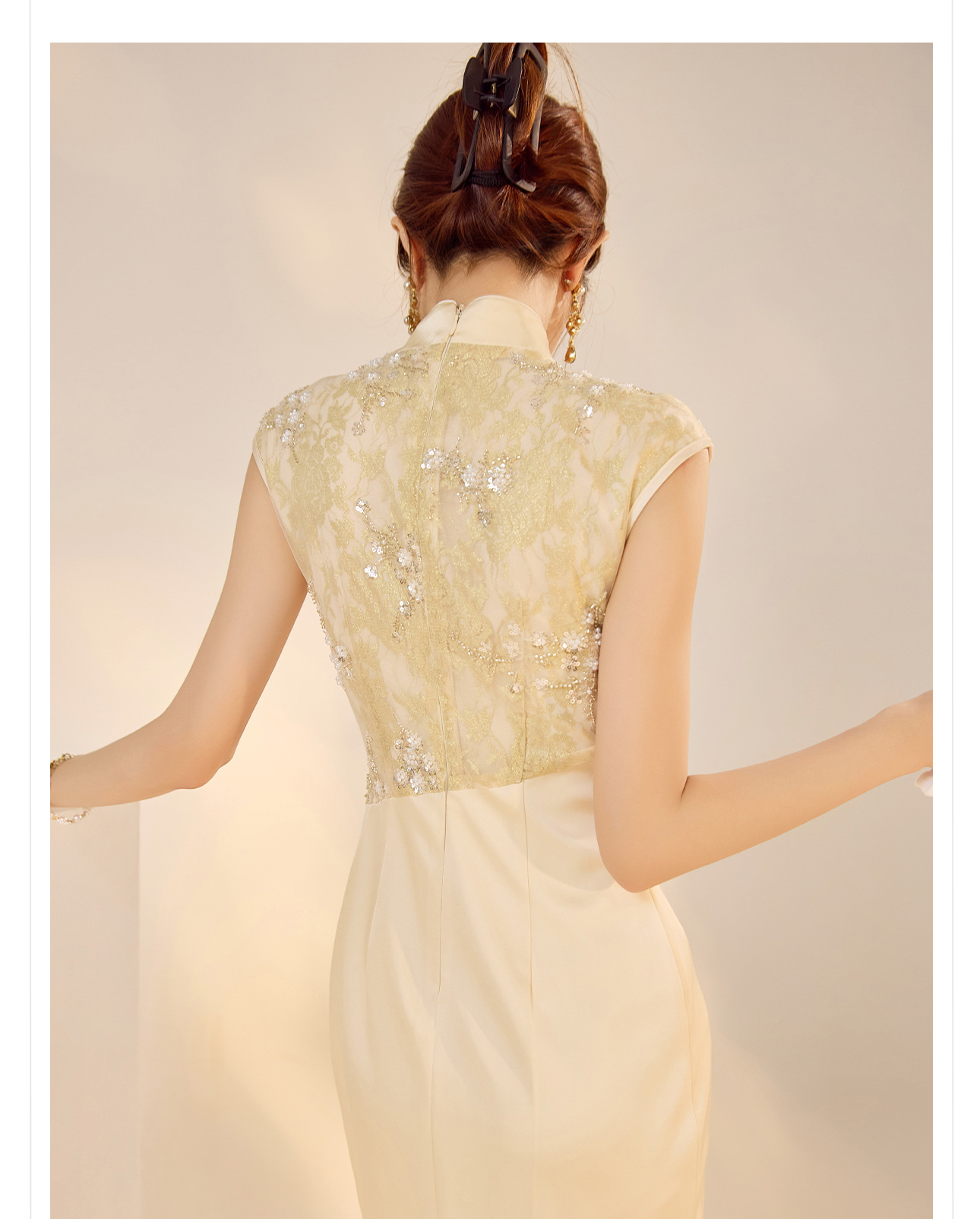 New Chinese-style high-end lace embroidered dress for women, a stunning ancient French style improved cheongsam dress N3111 pic 13