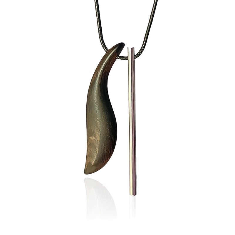 吴昕同款檀木金属吊坠项链小众设计时尚复古长款不规则百搭毛衣链详情7