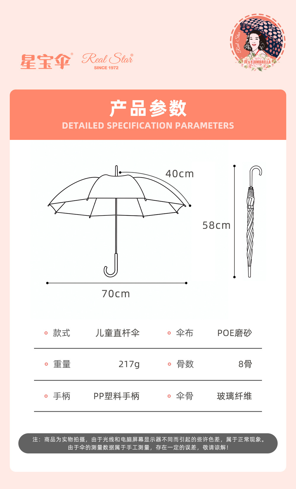 Target红点超市同款伞手动推拉全纤维雨伞POE面EVA彩色印刷长柄伞详情13