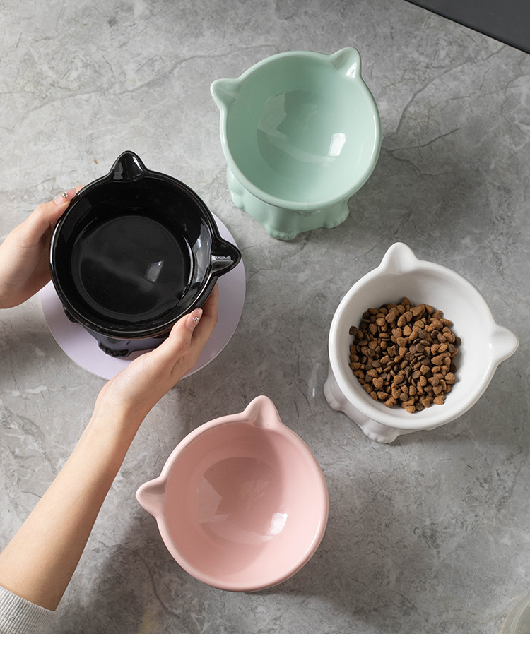 Ceramic cat bowl, pet supplies, automatic feeder, cat supplies, large capacity, durable and shockproof pic 9