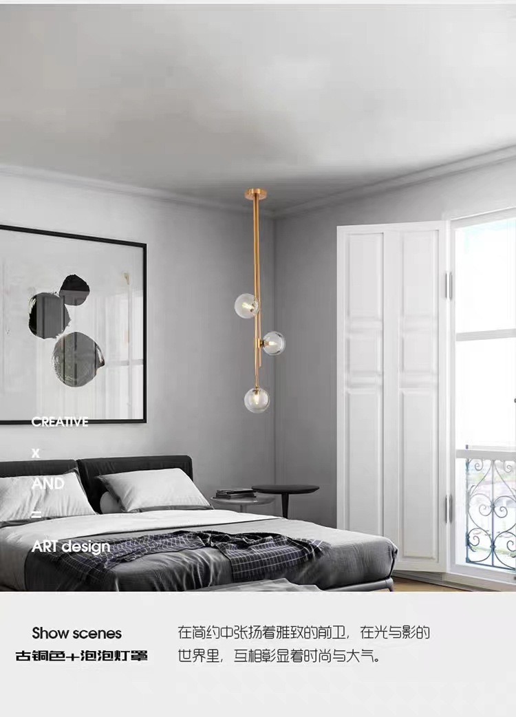 New modern light luxury Nordic creative bedroom bedside chandelier, simple and individual living room model room chandelier, full-house manufacturer pic 24